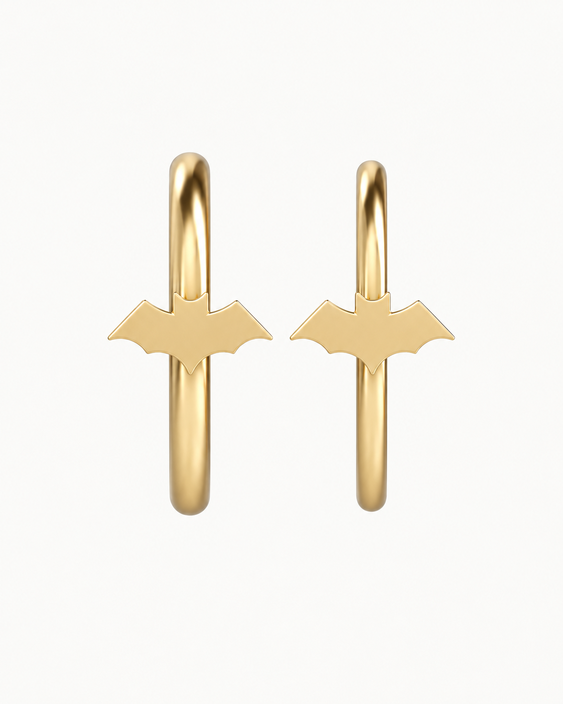 Bat 14ct Solid Gold Lobe Hoop Earring