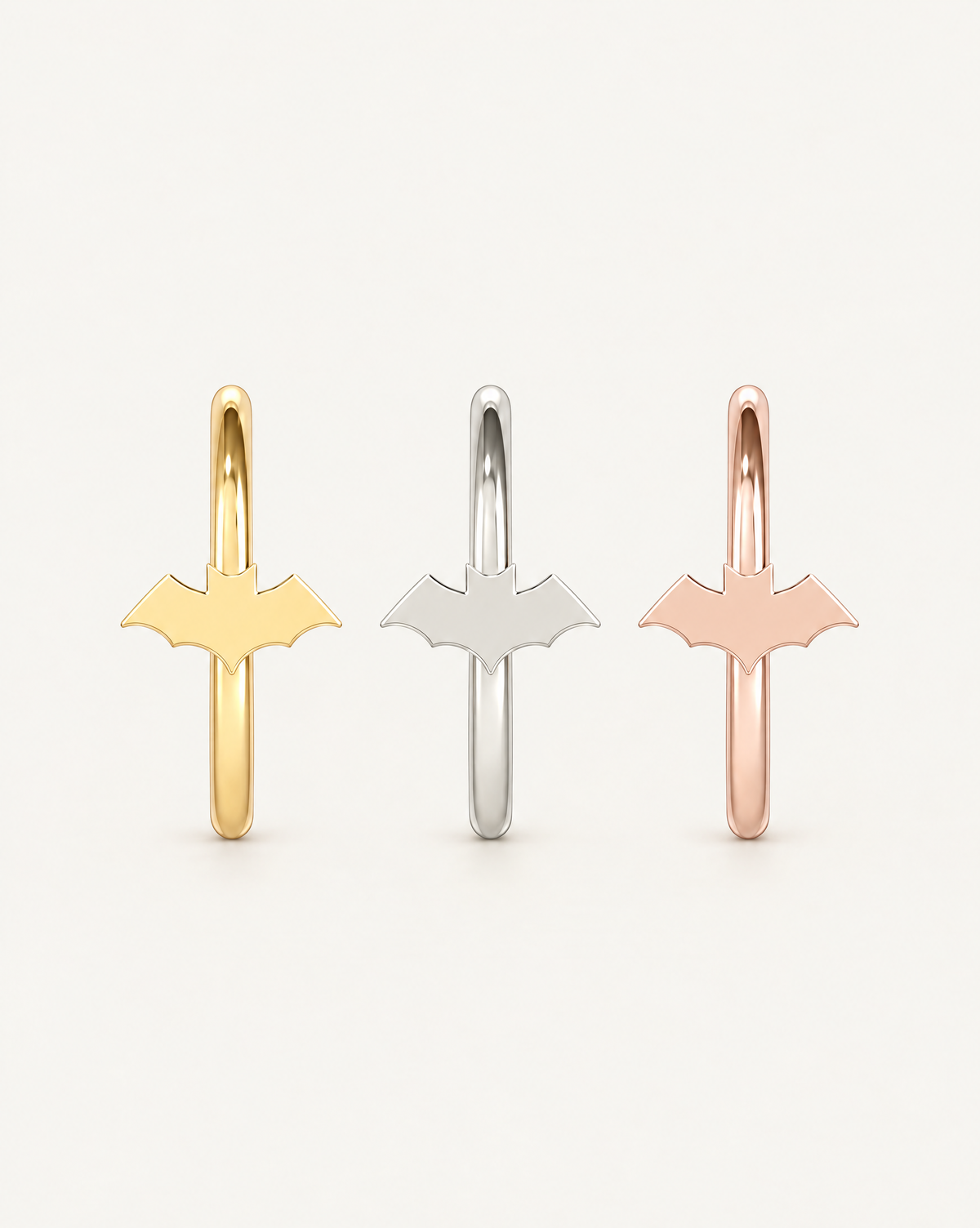 Bat 14ct Solid Gold Lobe Hoop Earring