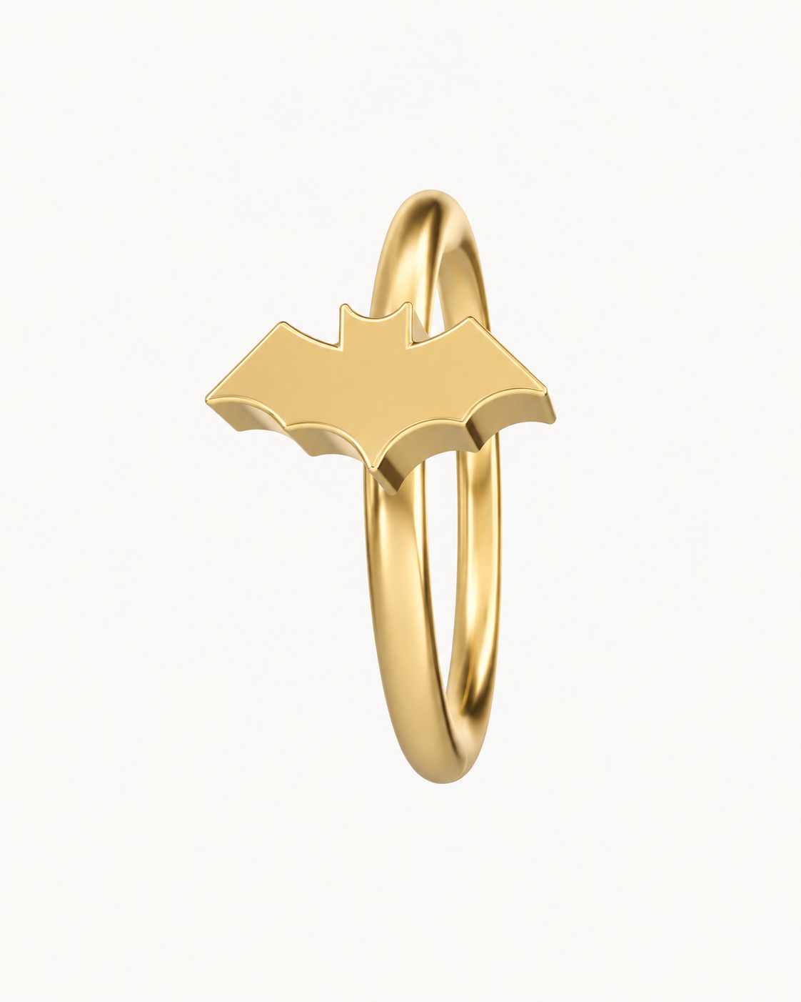 Bat 14ct Solid Gold Lobe Hoop Earring