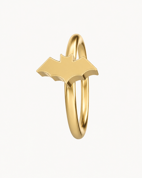 Bat 14ct Solid Gold Lobe Hoop Earring