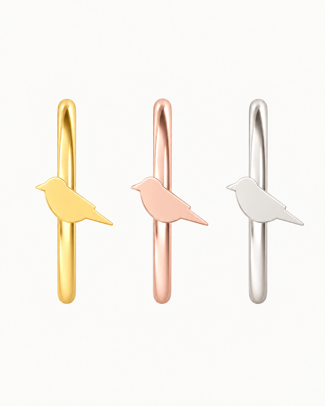 Bird 14ct Solid Gold Nostril Ring