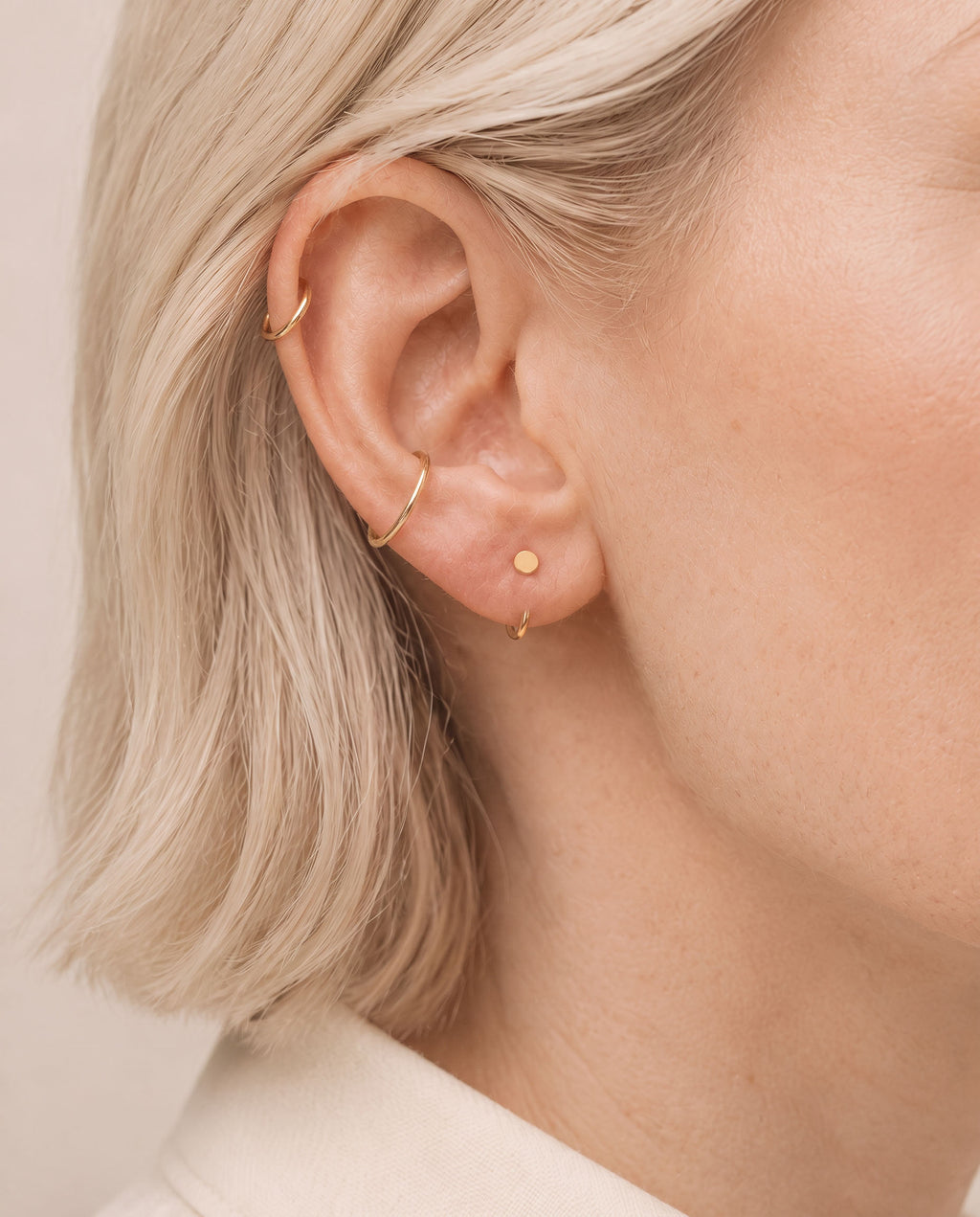 Circle 14ct Solid Gold Huggie Hoop