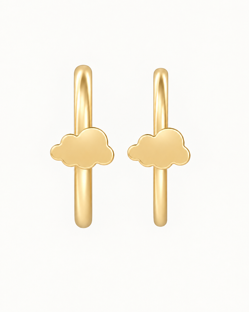 Cloud 14ct Solid Gold Lobe Hoop Earring