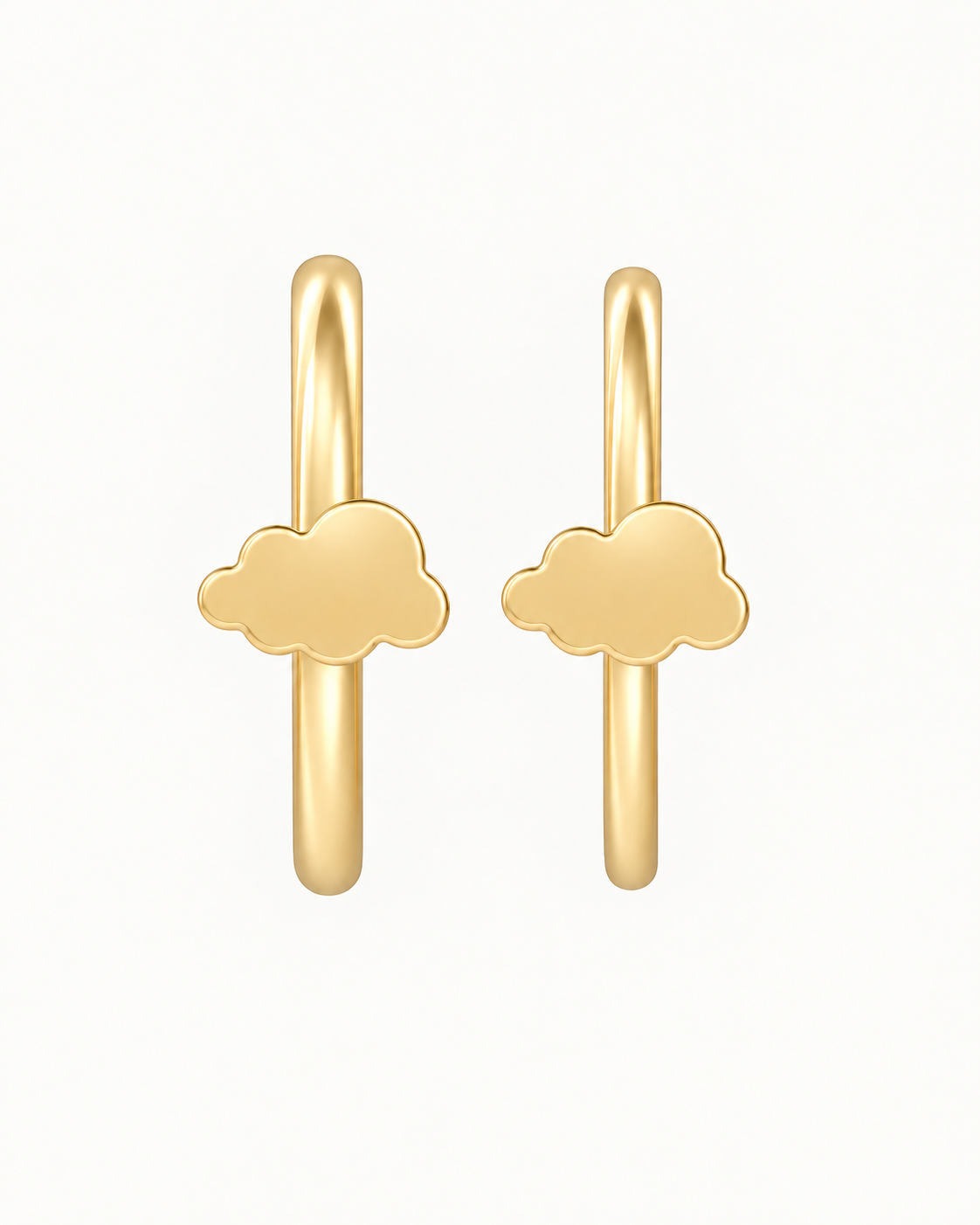 Cloud 14ct Solid Gold Lobe Hoop Earring