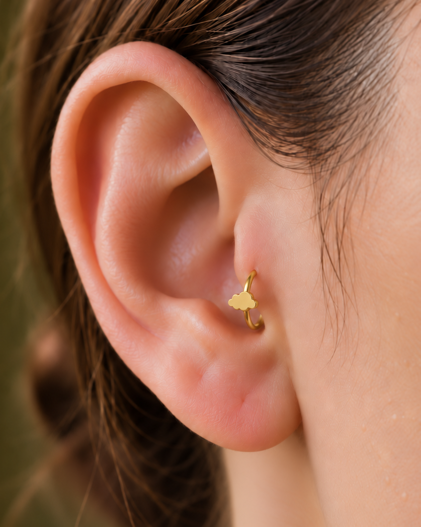 Cloud 14ct Solid Gold Tragus Ring
