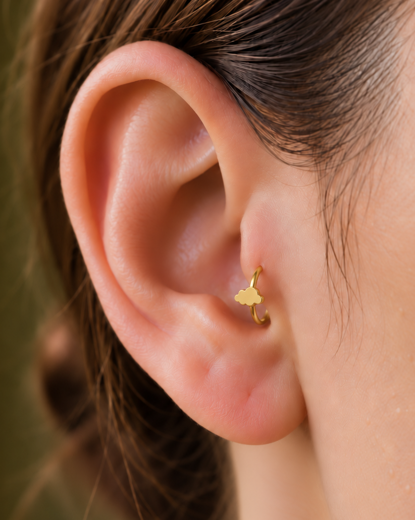 Cloud 14ct Solid Gold Tragus Ring