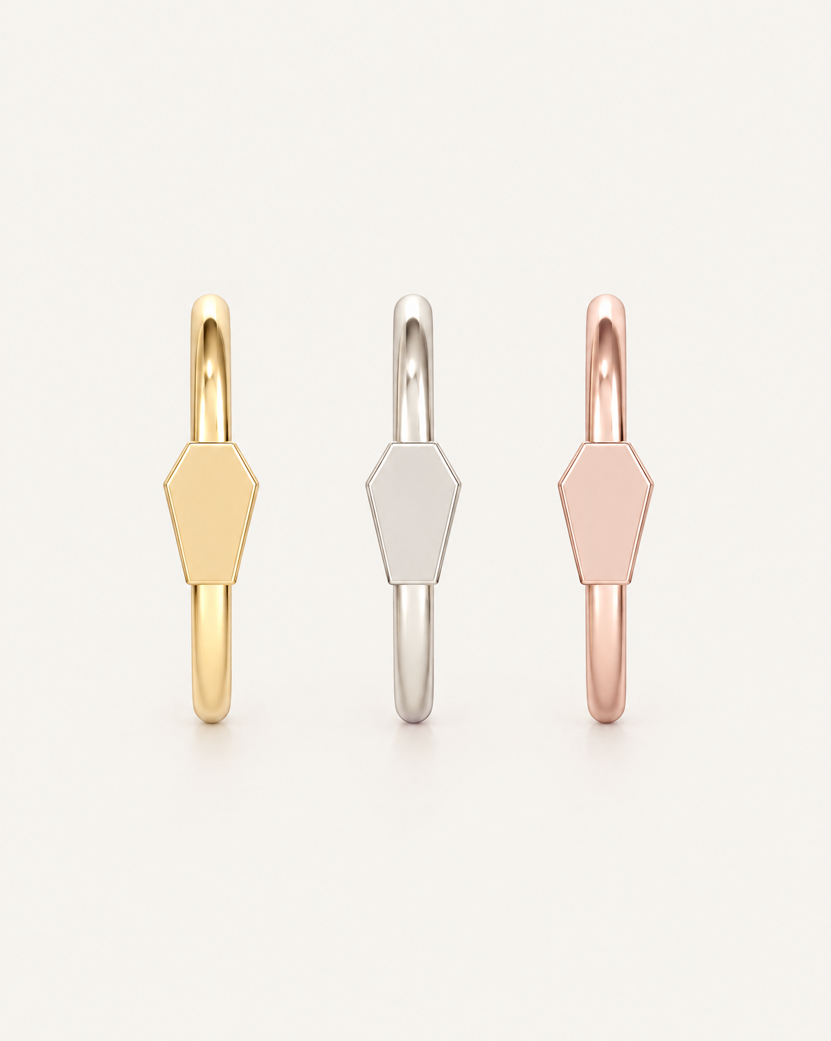 Coffin 14ct Solid Gold Lobe Hoop Earring