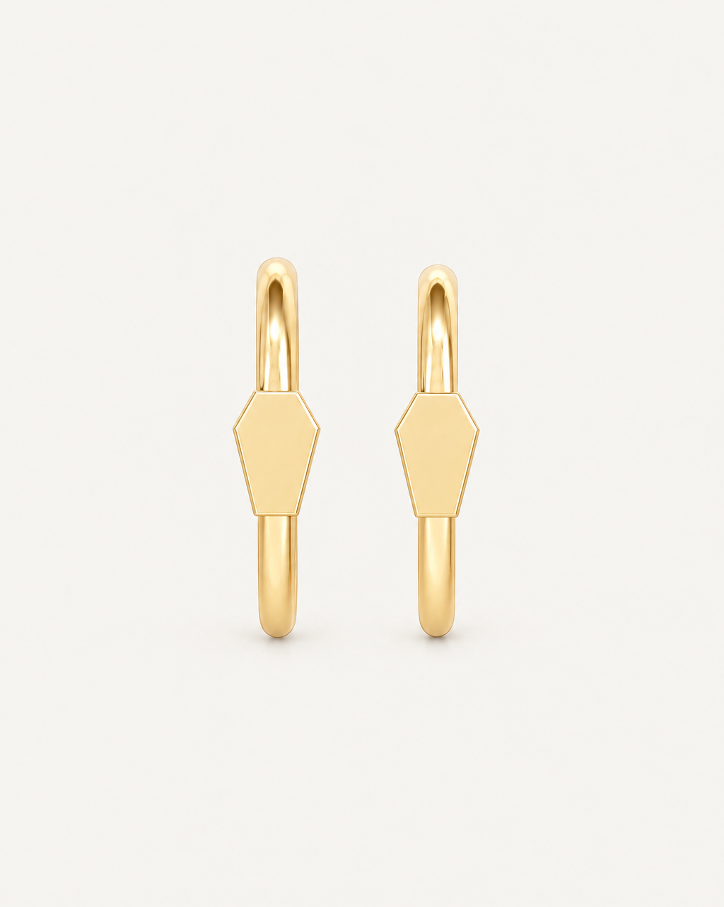 Coffin 14ct Solid Gold Lobe Hoop Earring
