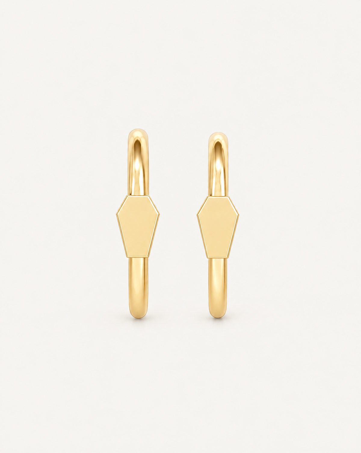 Coffin 14ct Solid Gold Lobe Hoop Earring
