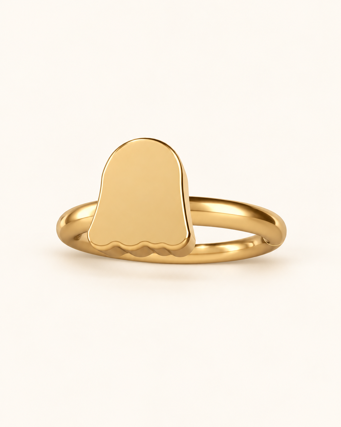 Cute Ghost 14ct Solid Gold Conch Ring