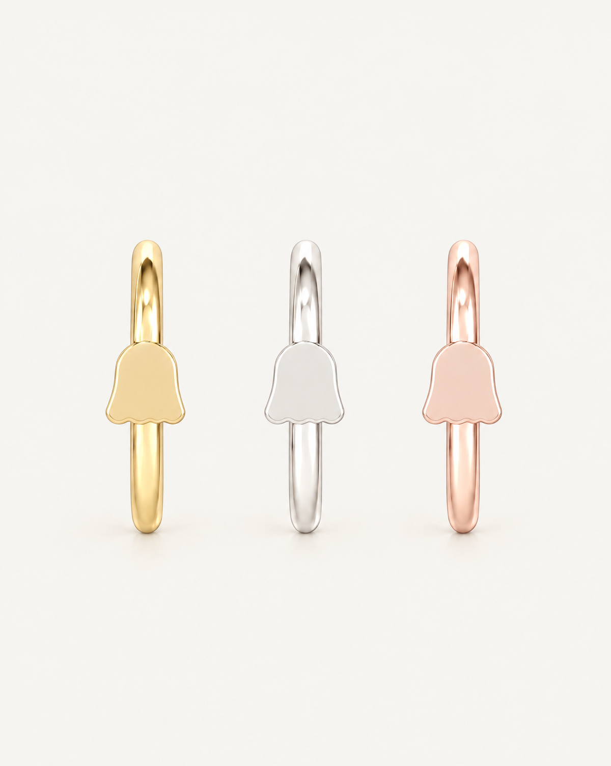 Cute Ghost 14ct Solid Gold Lobe Hoop Earring