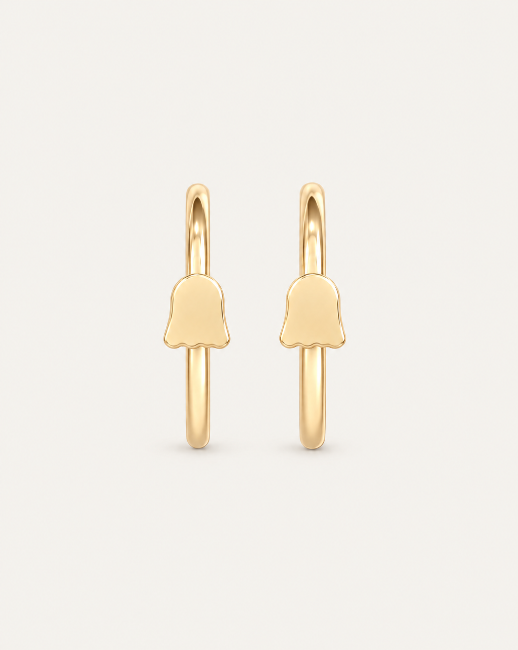 Cute Ghost 14ct Solid Gold Lobe Hoop Earring