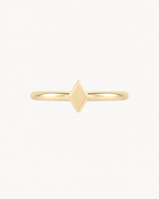 A diamond-shaped motif brings a neat angular detail without using stones or settings. Made for fully healed helix piercings, it keeps the profile compact for an upper-ear stack while leaving the motif clearly visible. Handmade to order in 14ct solid gold, it fits naturally with angular, geometric and polished styling rather than reading as a generic plain hoop.