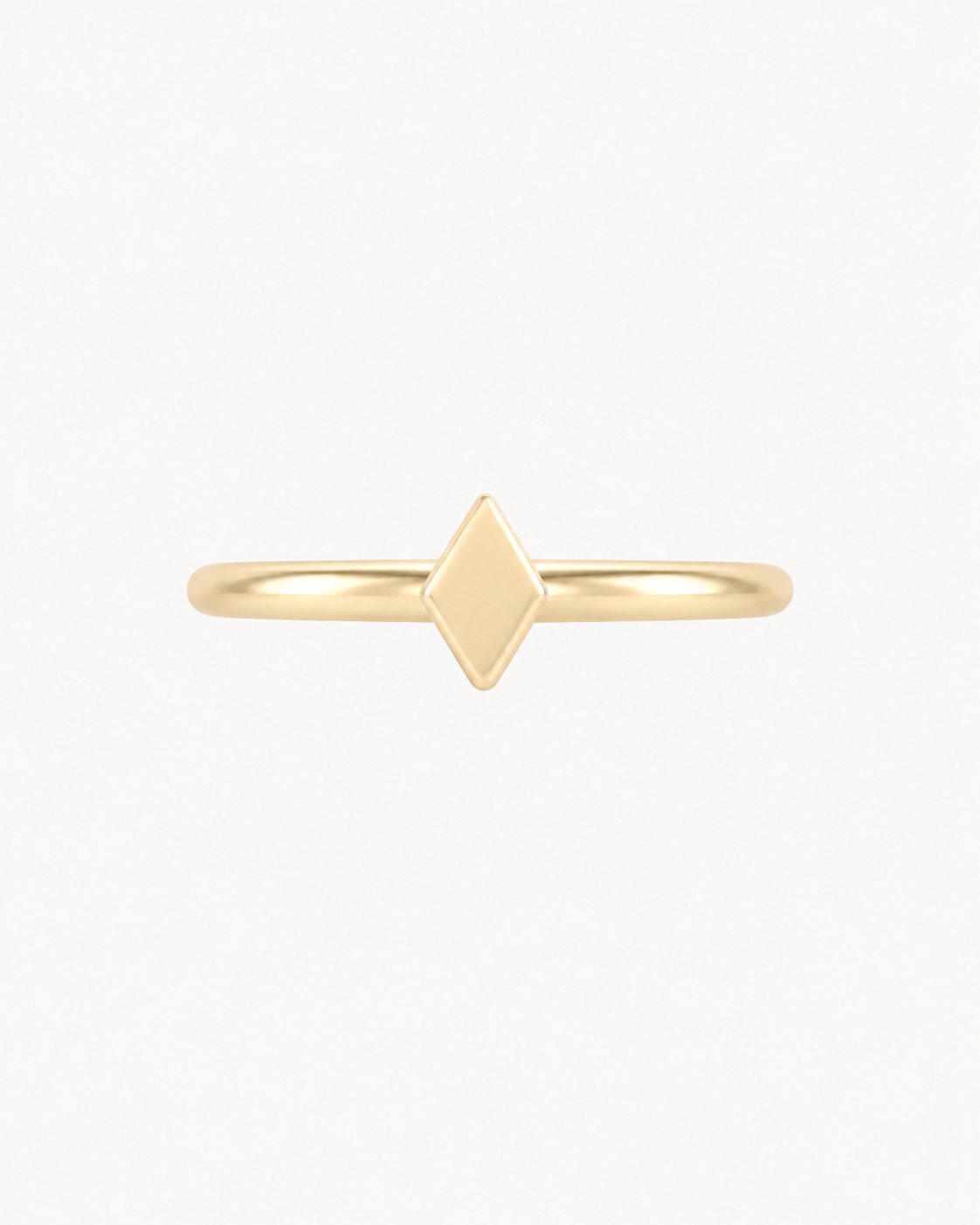 A diamond-shaped motif brings a neat angular detail without using stones or settings. Made for fully healed helix piercings, it keeps the profile compact for an upper-ear stack while leaving the motif clearly visible. Handmade to order in 14ct solid gold, it fits naturally with angular, geometric and polished styling rather than reading as a generic plain hoop.