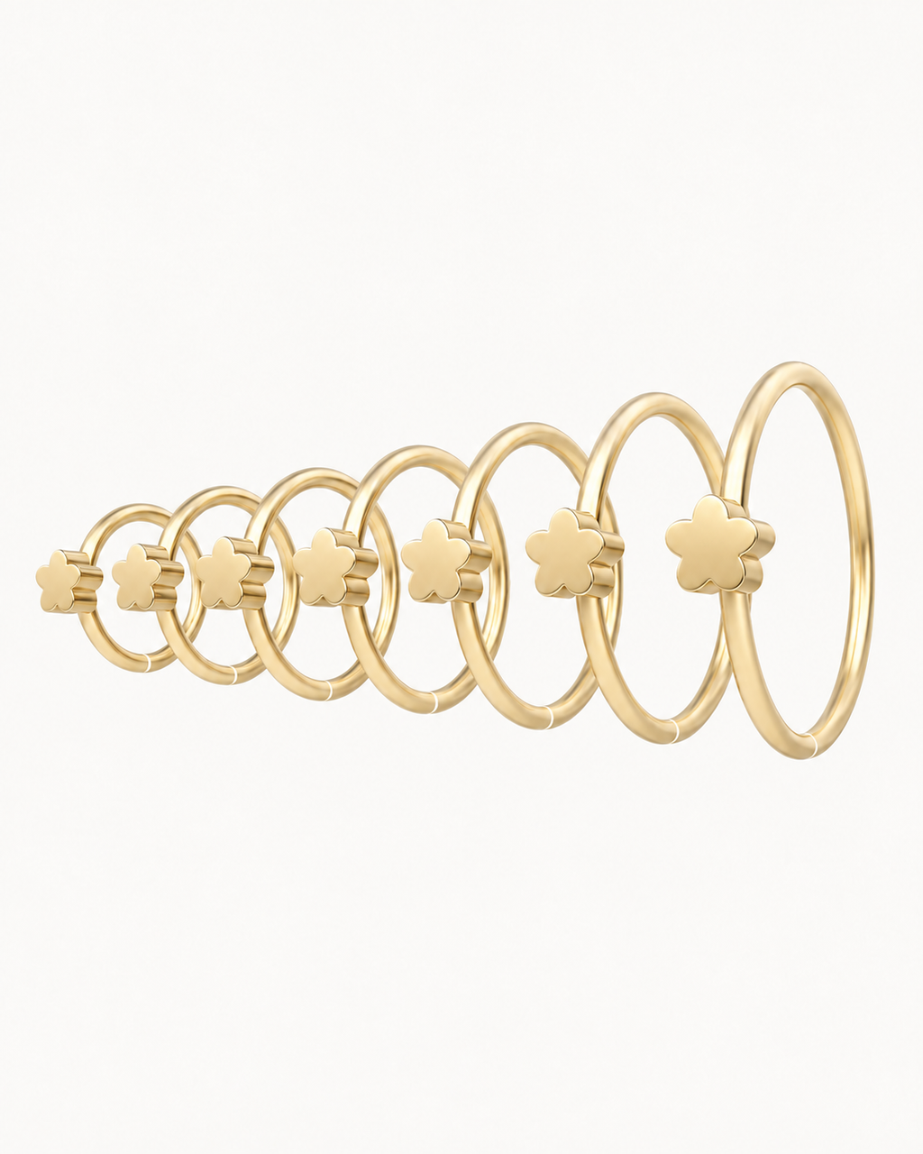 Flower 14ct Solid Gold Lobe Hoop Earring