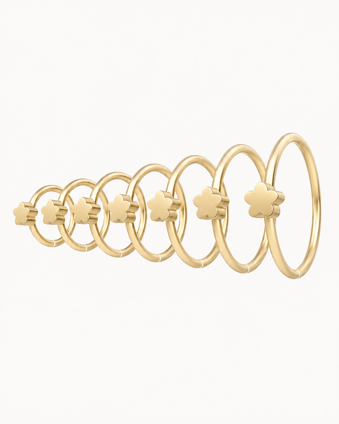 Flower 14ct Solid Gold Lobe Hoop Earring