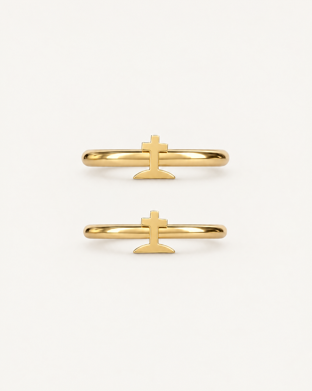Graveyard Cross 14ct Solid Gold Helix Hoop