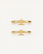 Graveyard Cross 14ct Solid Gold Helix Hoop