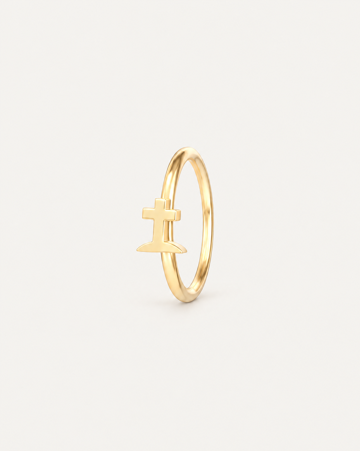Graveyard Cross 14ct Solid Gold Rook Hoop