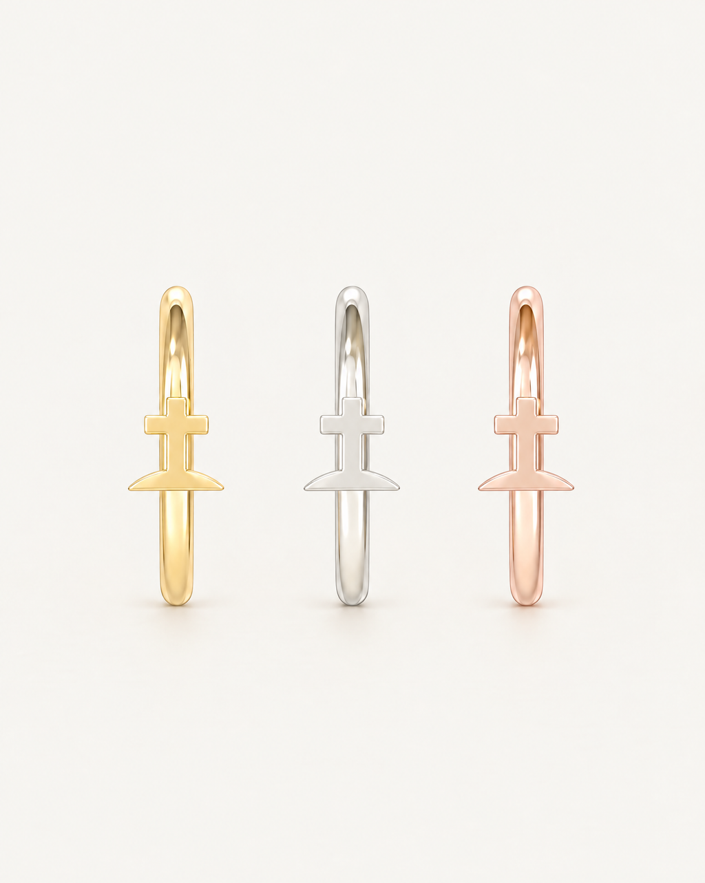 Graveyard Cross 14ct Solid Gold Rook Hoop
