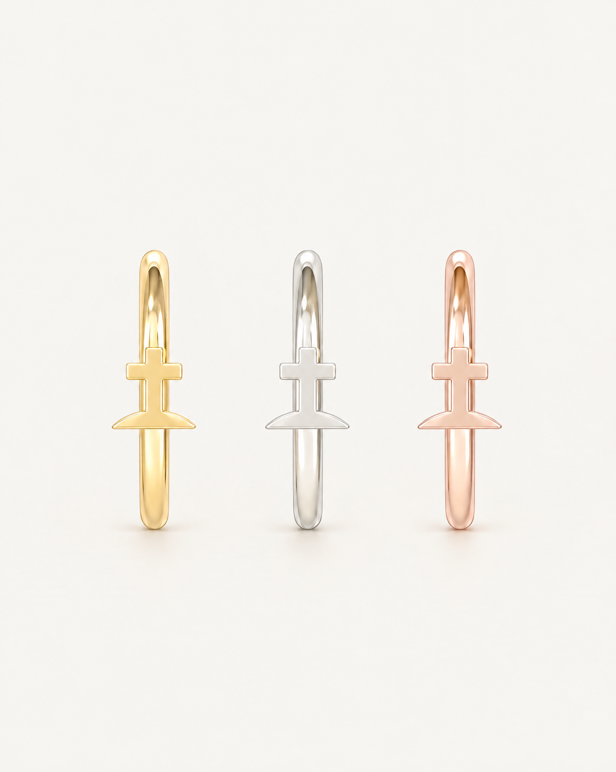 Graveyard Cross 14ct Solid Gold Tragus Ring