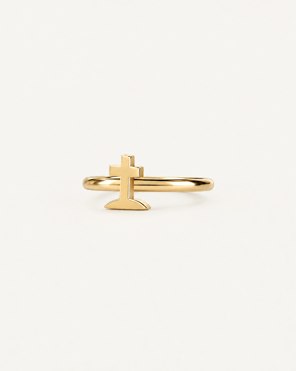 Graveyard Cross 14ct Solid Gold Conch Ring