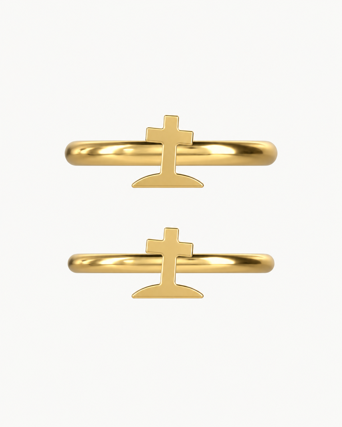Graveyard Cross 14ct Solid Gold Conch Ring
