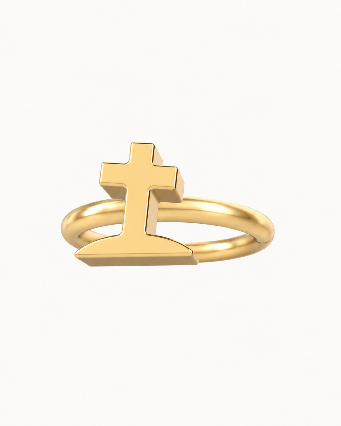 Graveyard Cross 14ct Solid Gold Conch Ring