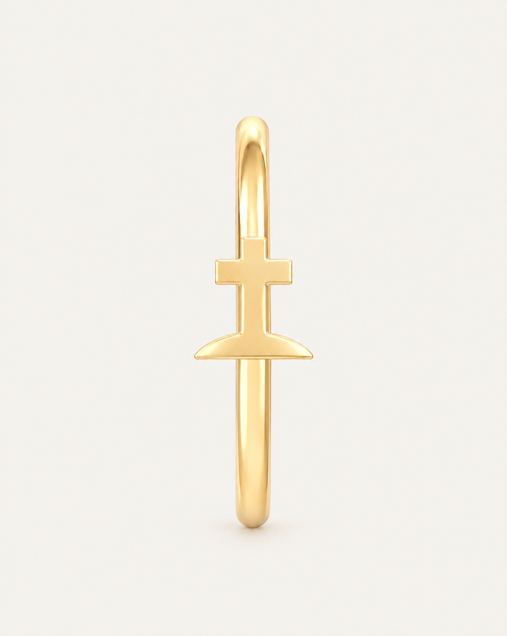 Graveyard Cross 14ct Solid Gold Lobe Hoop Earring