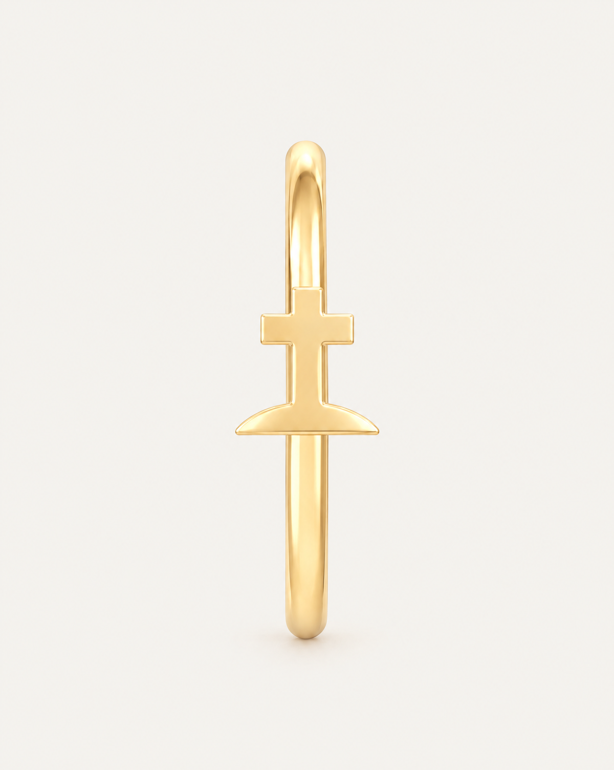 Graveyard Cross 14ct Solid Gold Lobe Hoop Earring