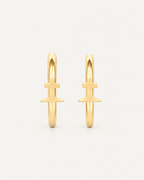 Graveyard Cross 14ct Solid Gold Lobe Hoop Earring