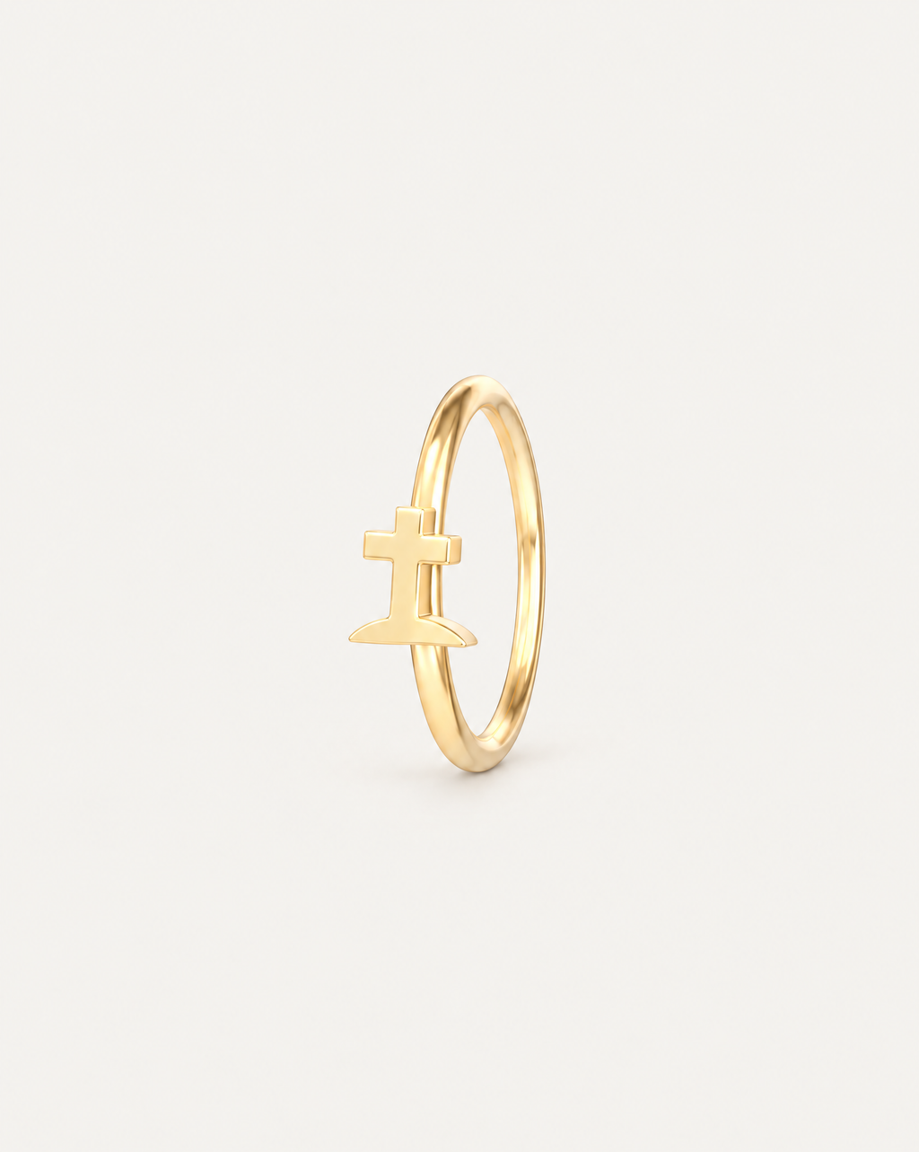 Graveyard Cross 14ct Solid Gold Lobe Hoop Earring