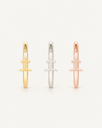 Graveyard Cross 14ct Solid Gold Lobe Hoop Earring