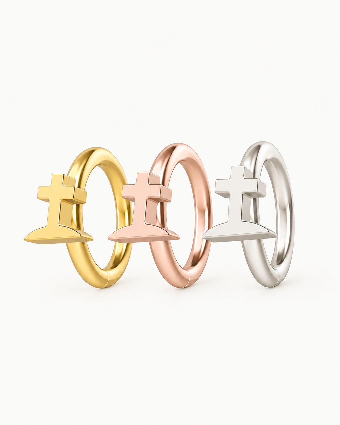 Graveyard Cross 14ct Solid Gold Rook Hoop
