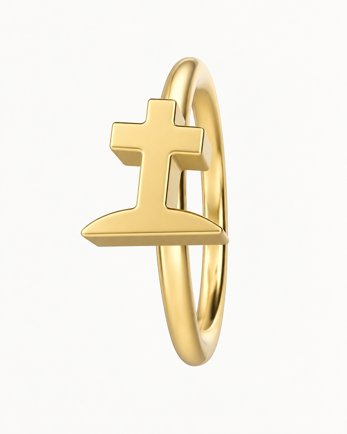 Graveyard Cross 14ct Solid Gold Tragus Ring