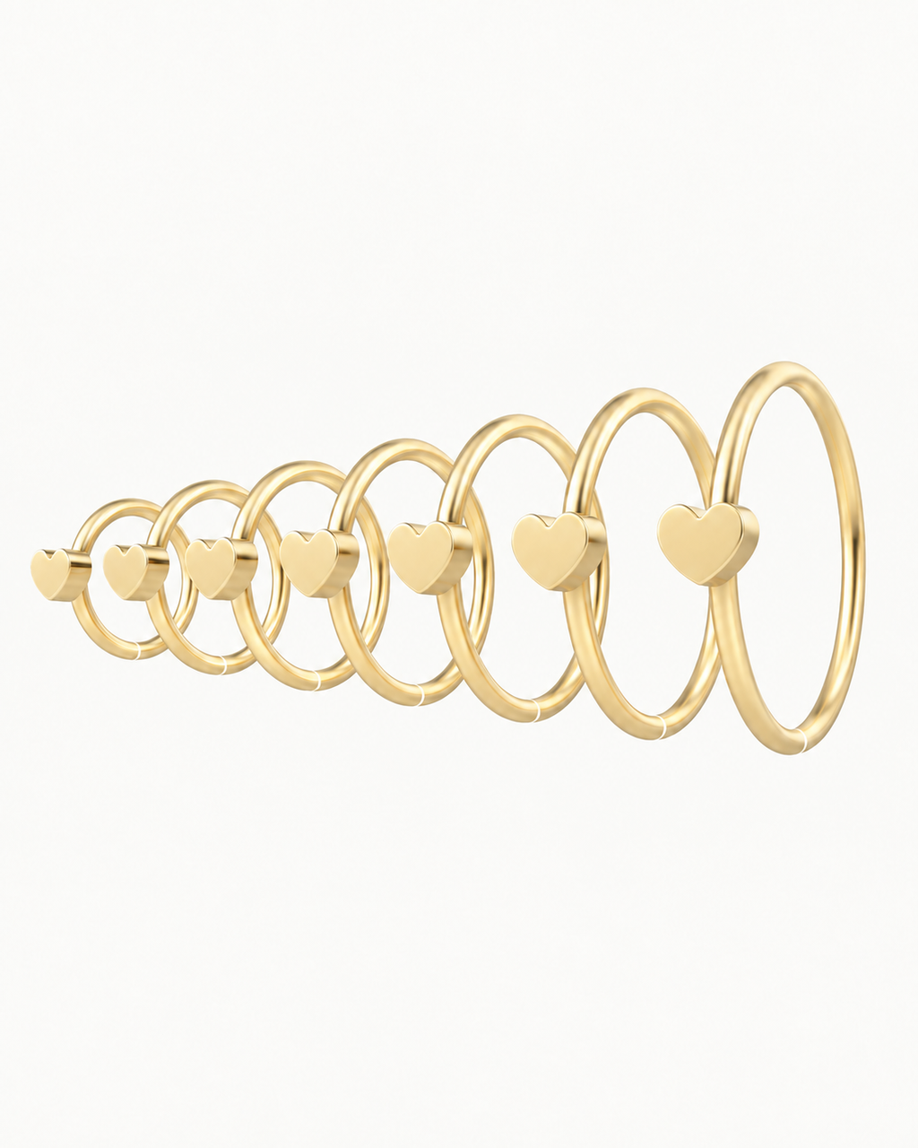 Heart 14ct Solid Gold Nostril Ring