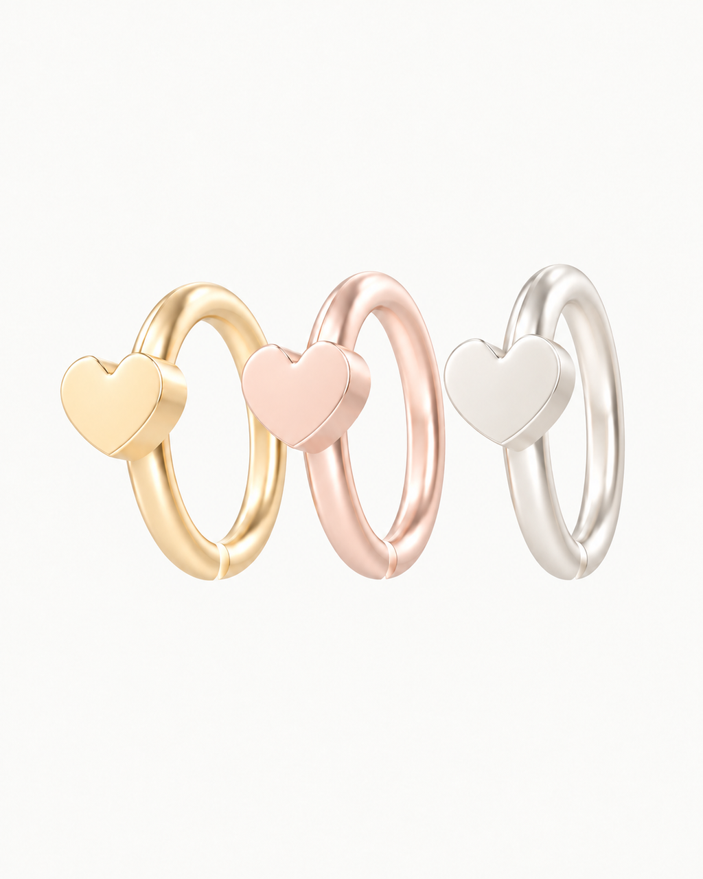 Heart 14ct Solid Gold Nostril Ring
