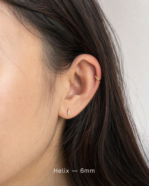 6mm 14K gold helix hoop on ear