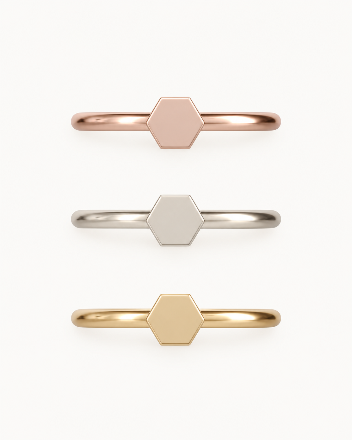 Hexagon 14ct Solid Gold Conch Ring