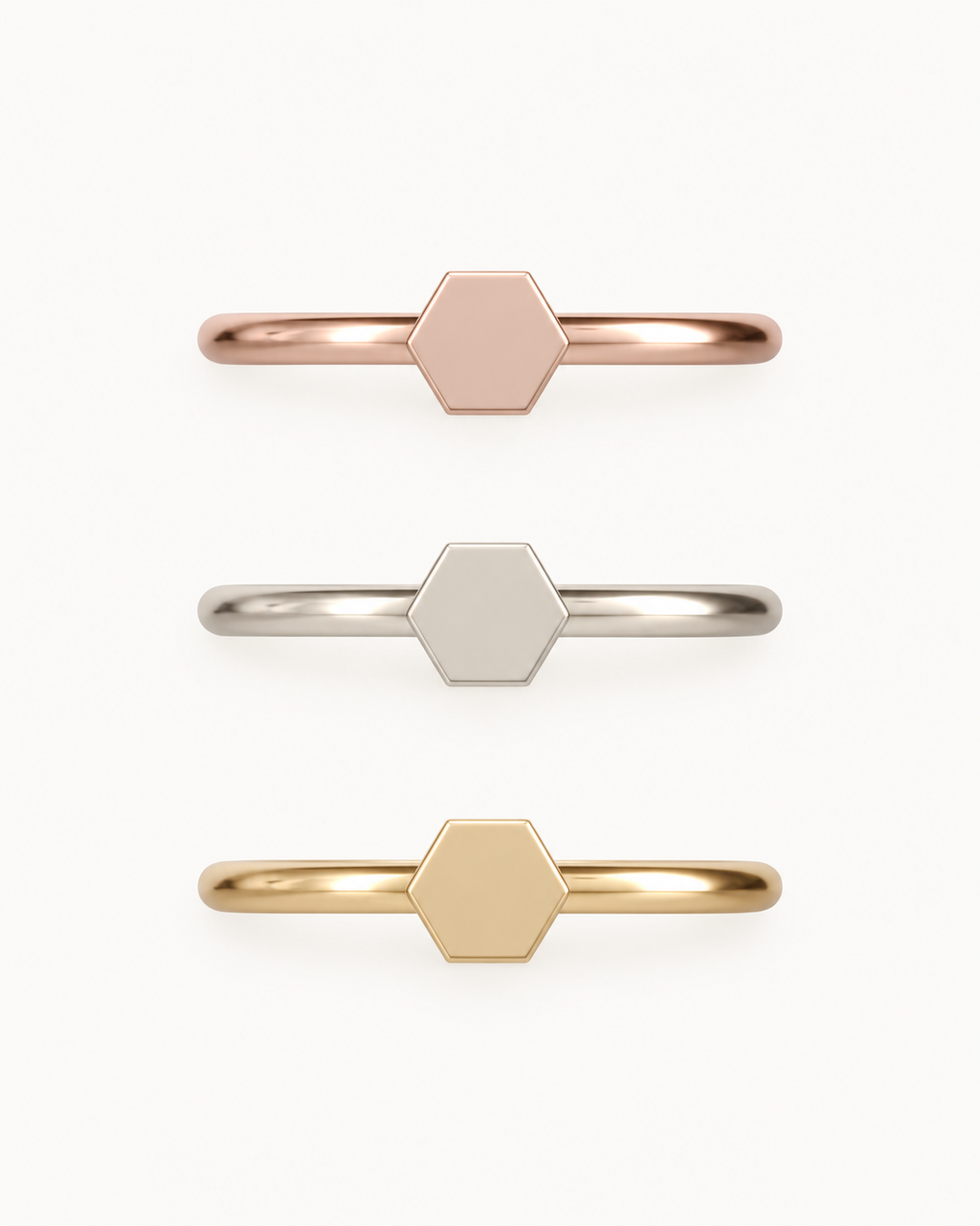 Hexagon 14ct Solid Gold Helix Hoop