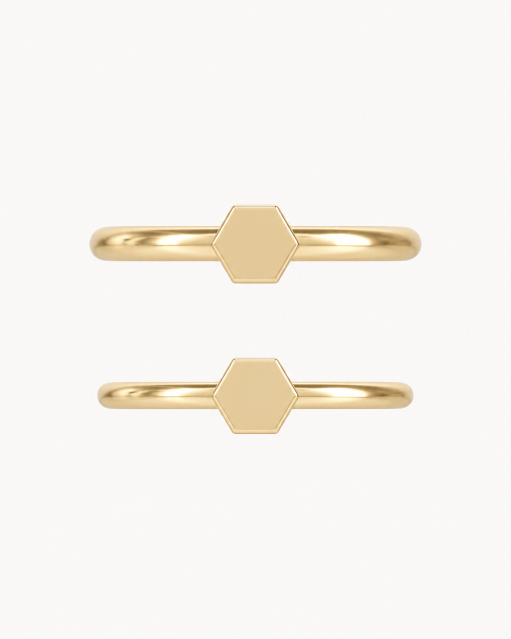 Hexagon 14ct Solid Gold Helix Hoop
