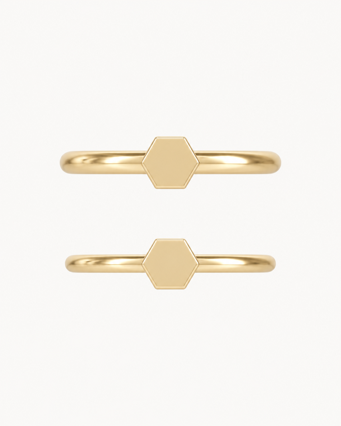 Hexagon 14ct Solid Gold Helix Hoop