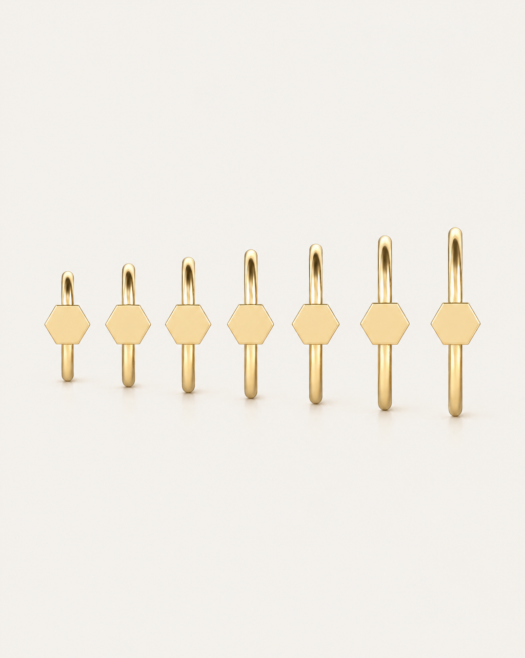 Hexagon 14ct Solid Gold Lobe Hoop Earring