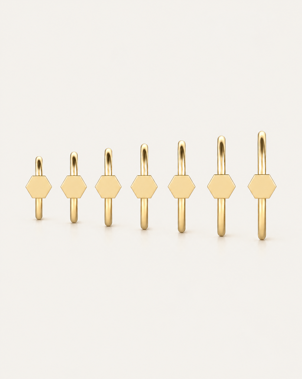 Hexagon 14ct Solid Gold Lobe Hoop Earring