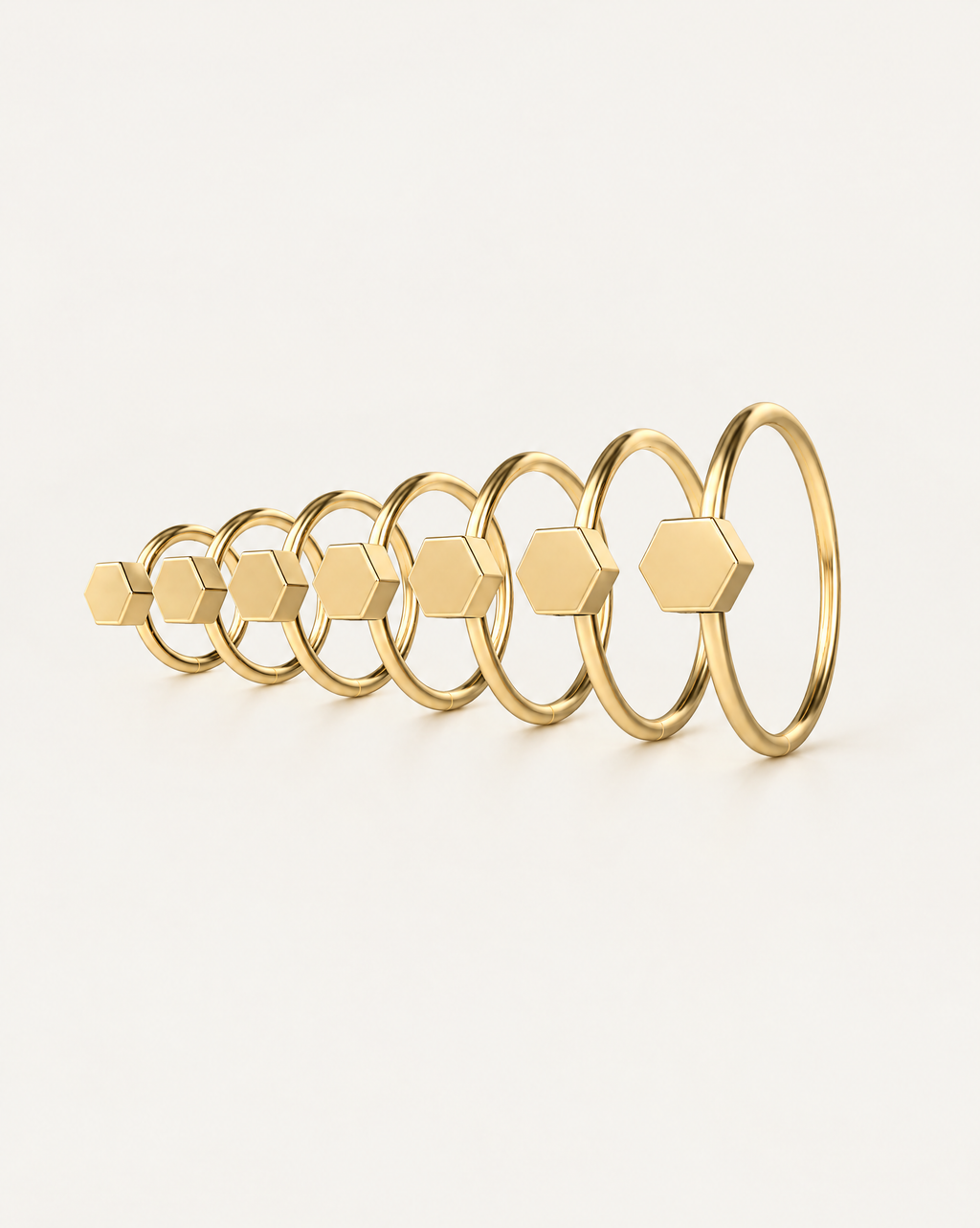 Hexagon 14ct Solid Gold Lobe Hoop Earring