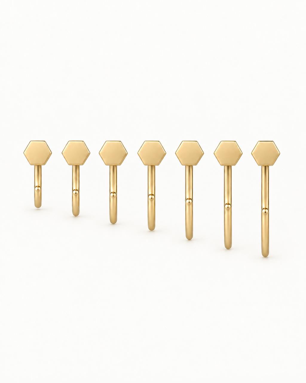 stepoy 14ct solid gold  Hexagon huggie hoops for ear and nose , 3 gold colours , 6mm,7mm,8mm,9mm,10mm,11mm,12mm inner sizes , cute heart design piercing jewerly 