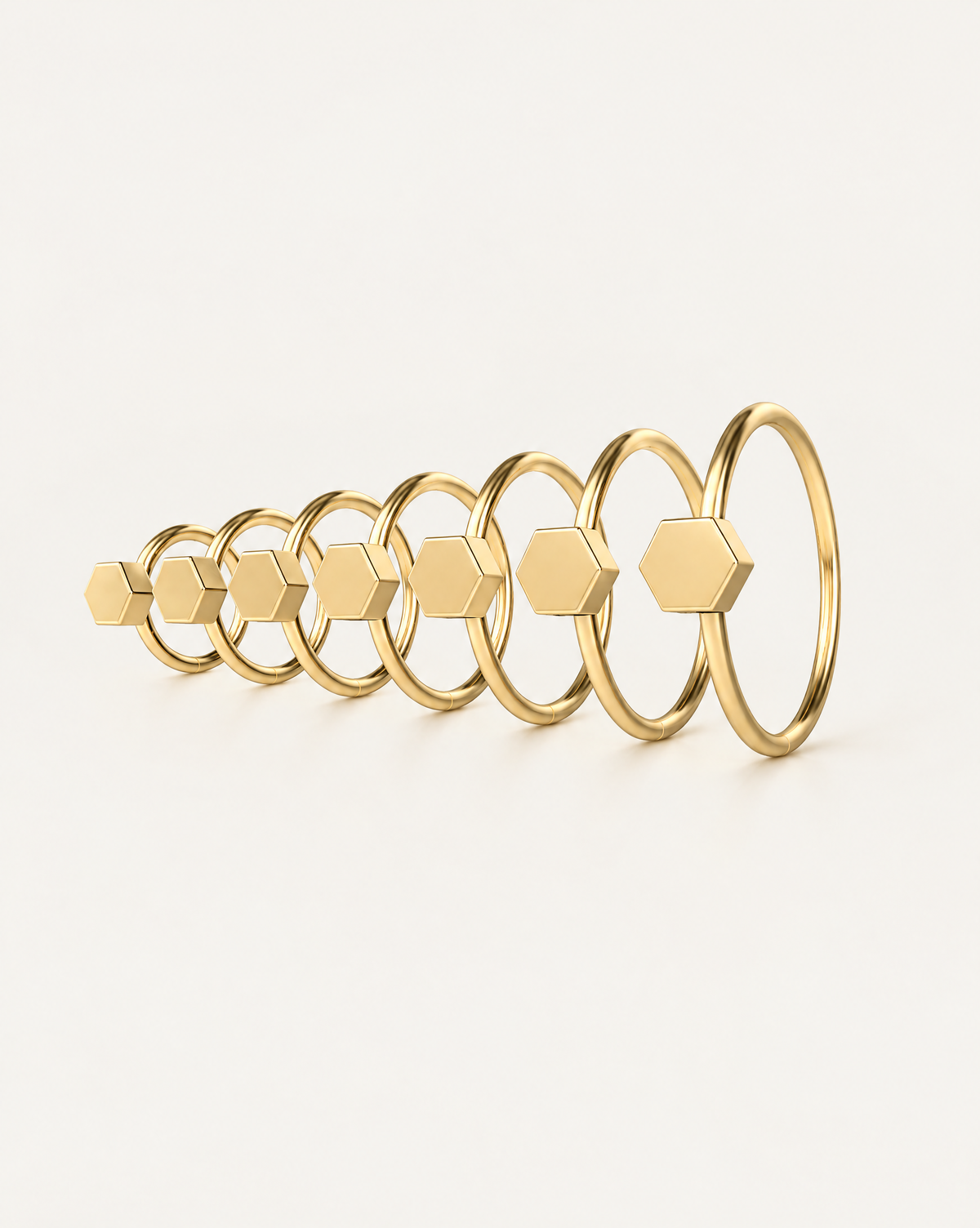 Hexagon 14ct Solid Gold Nostril Ring