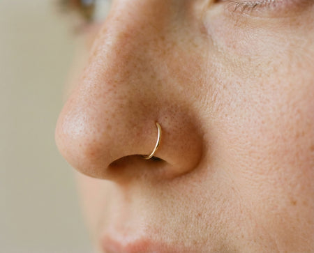 Nostril Piercing piercing with 14K solid gold hoop ring