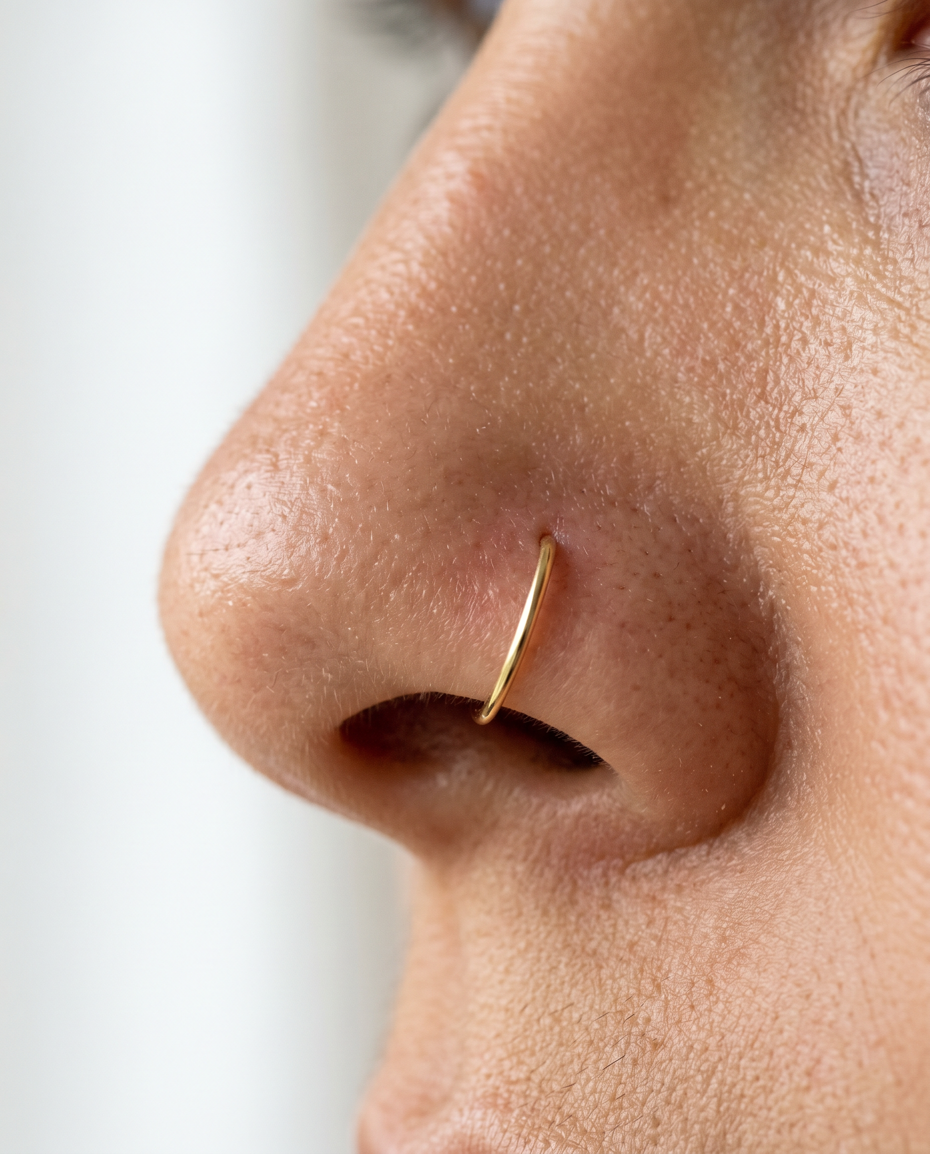 8.5mm Gold Seamless Hoop ,14k soild gold seamless ring for nostril ,daith and lobe , stepoy gold ring , yellow gold and rose gold color 
