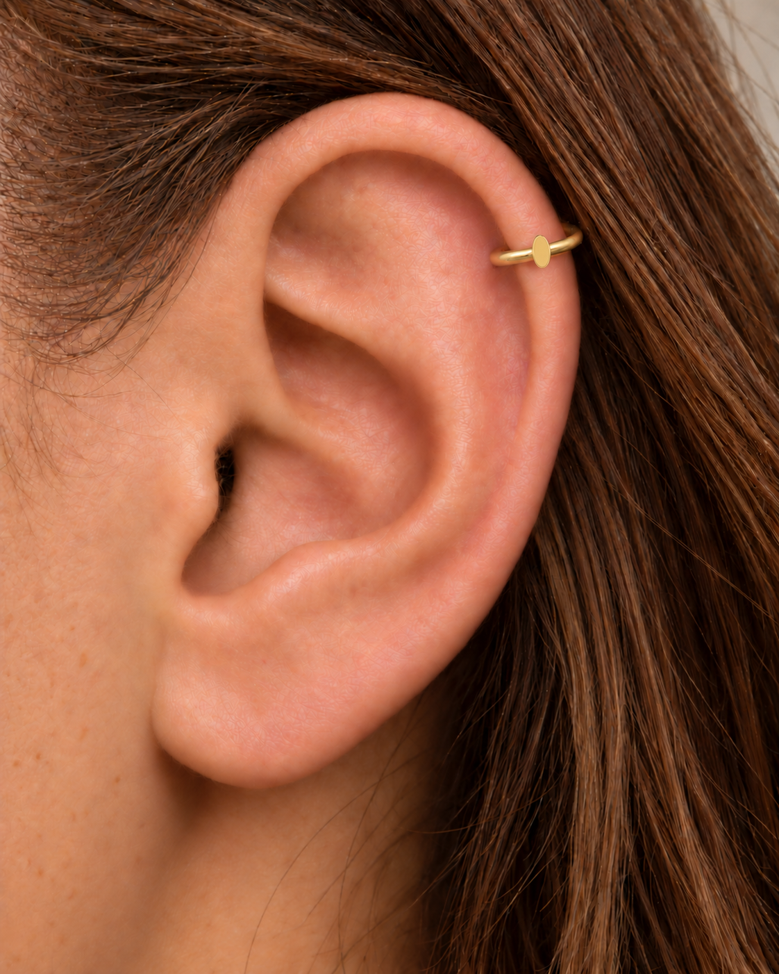 Oval 14ct Solid Gold Helix Hoop